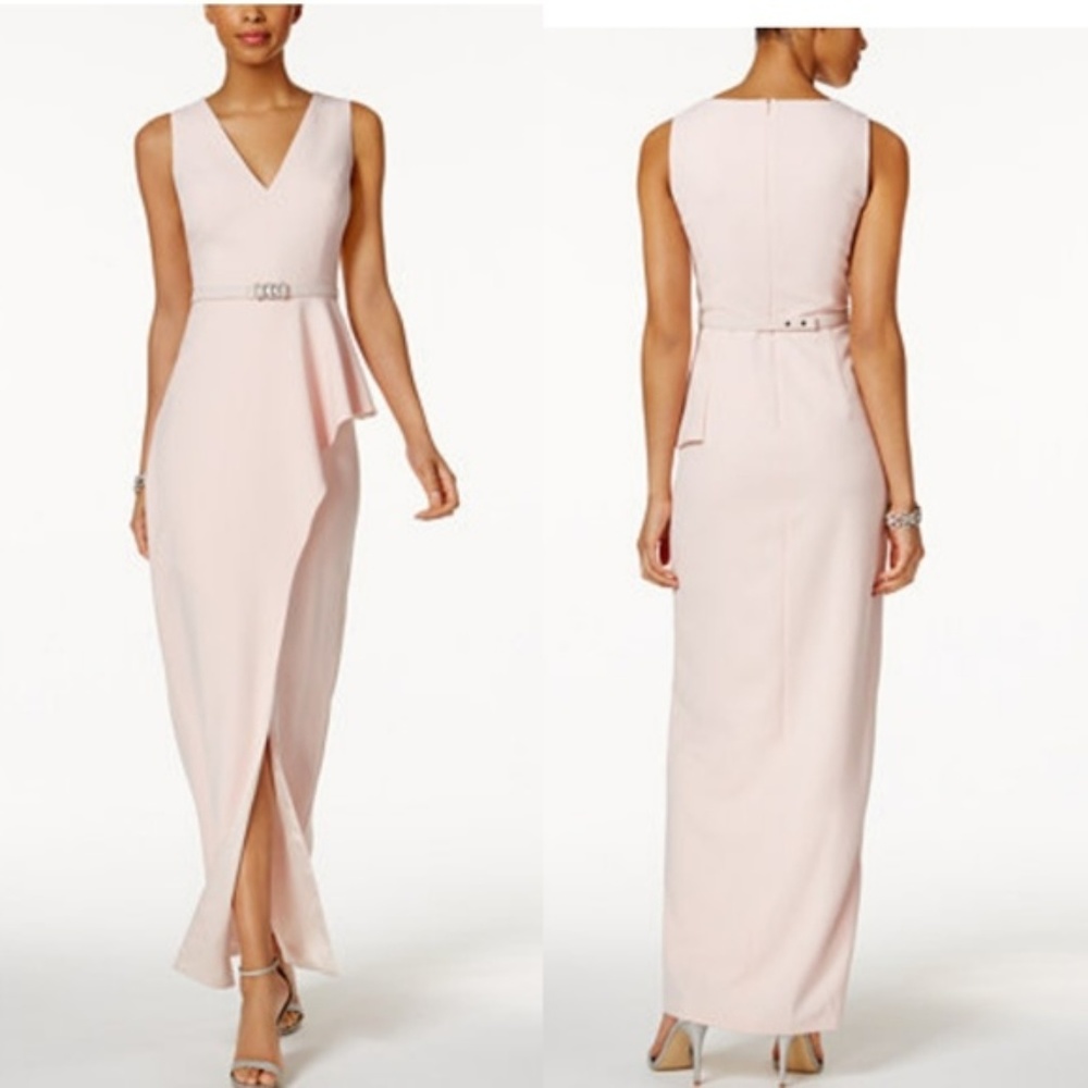 VINCE CAMUTO Women's Belted Asymmetrical Gown SZ 6